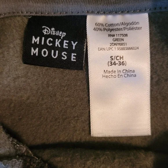 Disney Mickey Mouse Men's Hoodie Forever Young Forever True Green Size Small - Picture 6 of 8